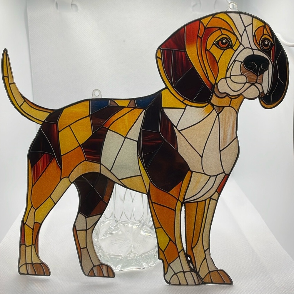 Suncatcher Acrylic Beagle Hound Dog Puppy Home Office Cabin Decor Valentines Day